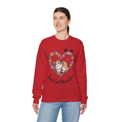Best Cat Mom Ever Sweatshirt, Cozy Cat Lover Gift, Mother's Day Apparel, Pet Owner Sweatshirt, Cute Gift for Cat Moms, Yarn Themed