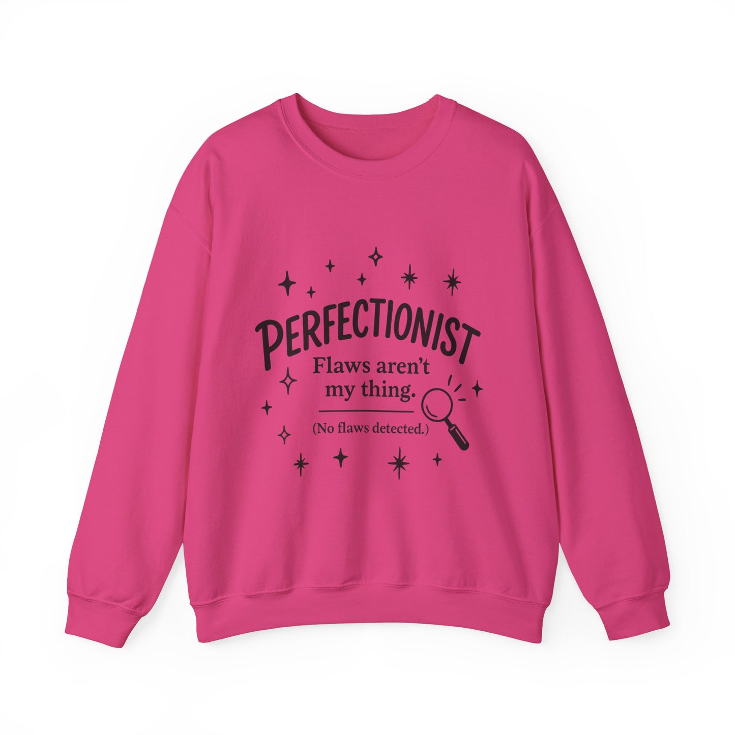 Womens Perfectionist Sweatshirt, Funny Clean Design with Stars, No Flaws Detected Quote Pullover, Minimalist Cozy Gift for Her