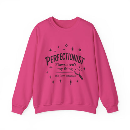 Womens Perfectionist Sweatshirt, Funny Clean Design with Stars, No Flaws Detected Quote Pullover, Minimalist Cozy Gift for Her