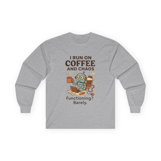 Coffee Lover Long Sleeve Tee, Tee for Coffee Enthusiasts, Funny Gift for Coffee Lovers, Unisex Long Sleeve Shirt, Work from Home Humor Tee