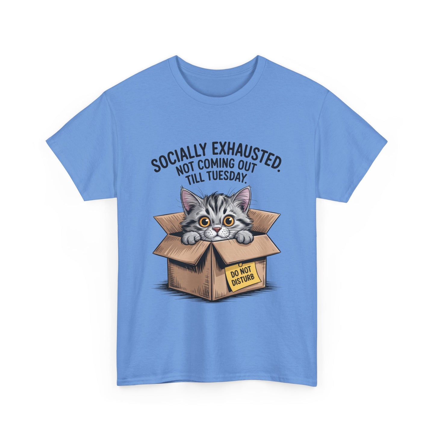 Socially Exhausted Cat Women's Tee, Funny Cat Shirt, Women's Graphic Tee, Gift for Introverts, Cute Animal T-Shirt, Weekend Wear