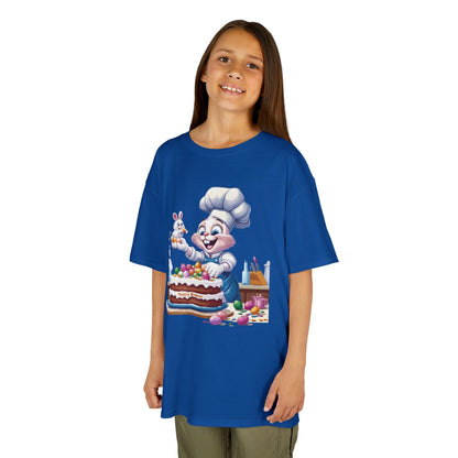 Pastry Chef Easter Bunny T-Shirt - Cute Spring Tee with Chef Bunny and Colorful Cake, Fun Holiday Gift for Kids and Bunny Lovers