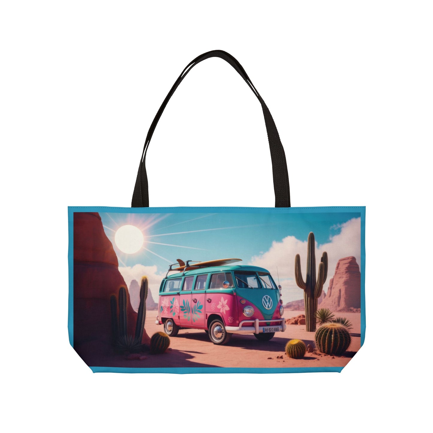 Retro Camper Van Weekender Bag, Desert Road Trip Tote, Colorful VW Bus Travel Bag, Boho Adventure Gift, Boho Beach Bag