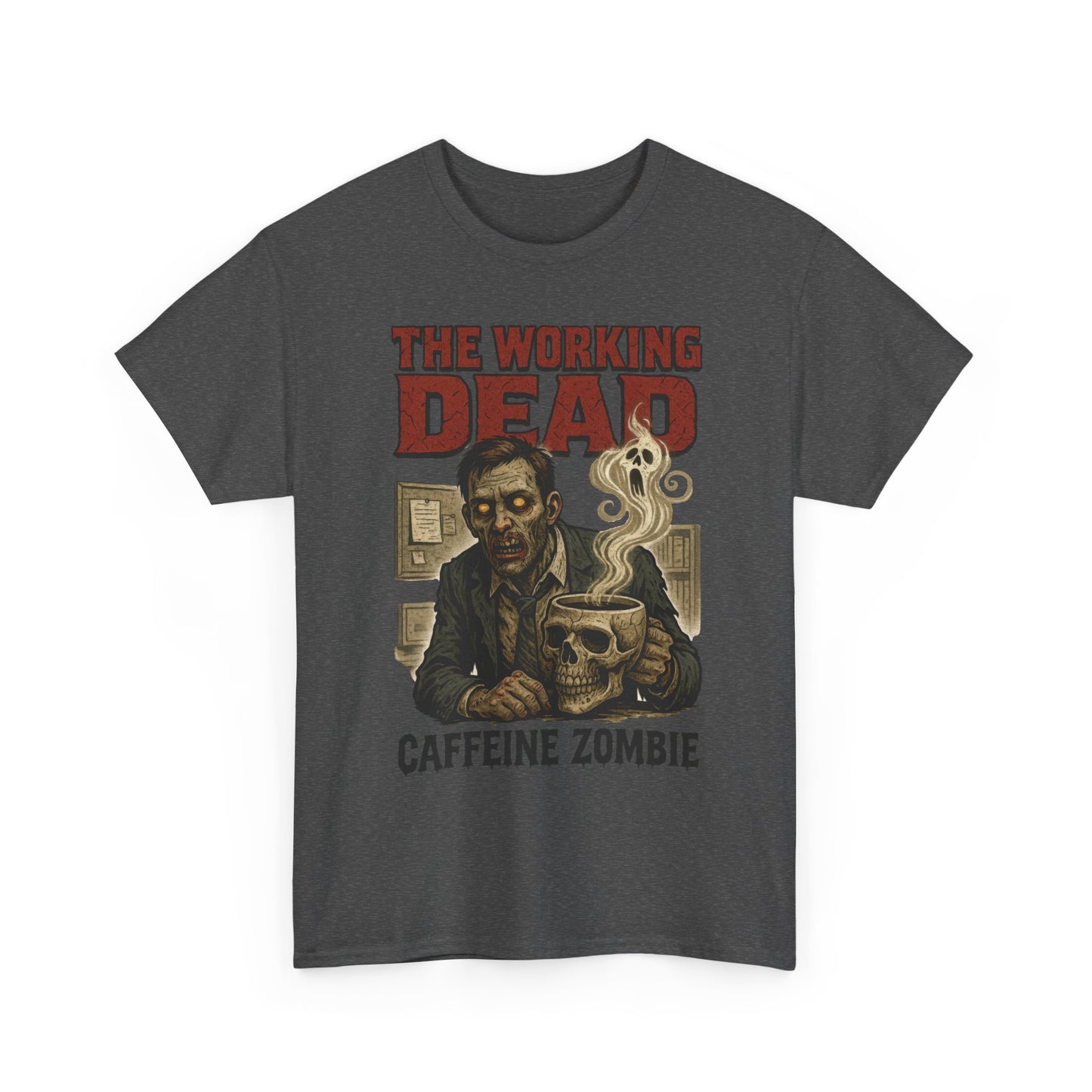 The Working Dead Men's Funny Zombie Work T-Shirt, Office Humor Tee, Halloween Office Tee, Coffee Zombie Shirt