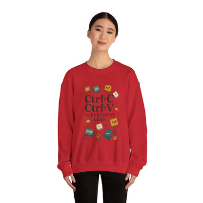 Funny Ctrl+C Ctrl+V Department Lead Sweatshirt, Unisex Crewneck, Gift for Tech Lovers, Office Humor, Cozy Casual Wear, Gift for a Coworker