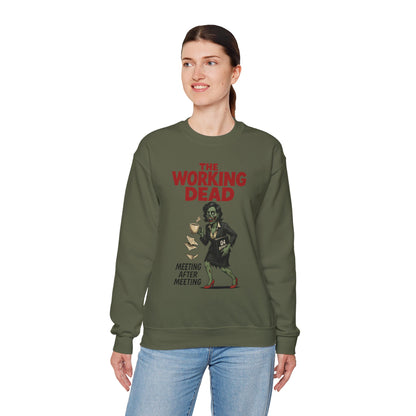 The Working Dead Women's Funny Zombie Sweatshirt, Office Humor Crewneck, Halloween Work Top