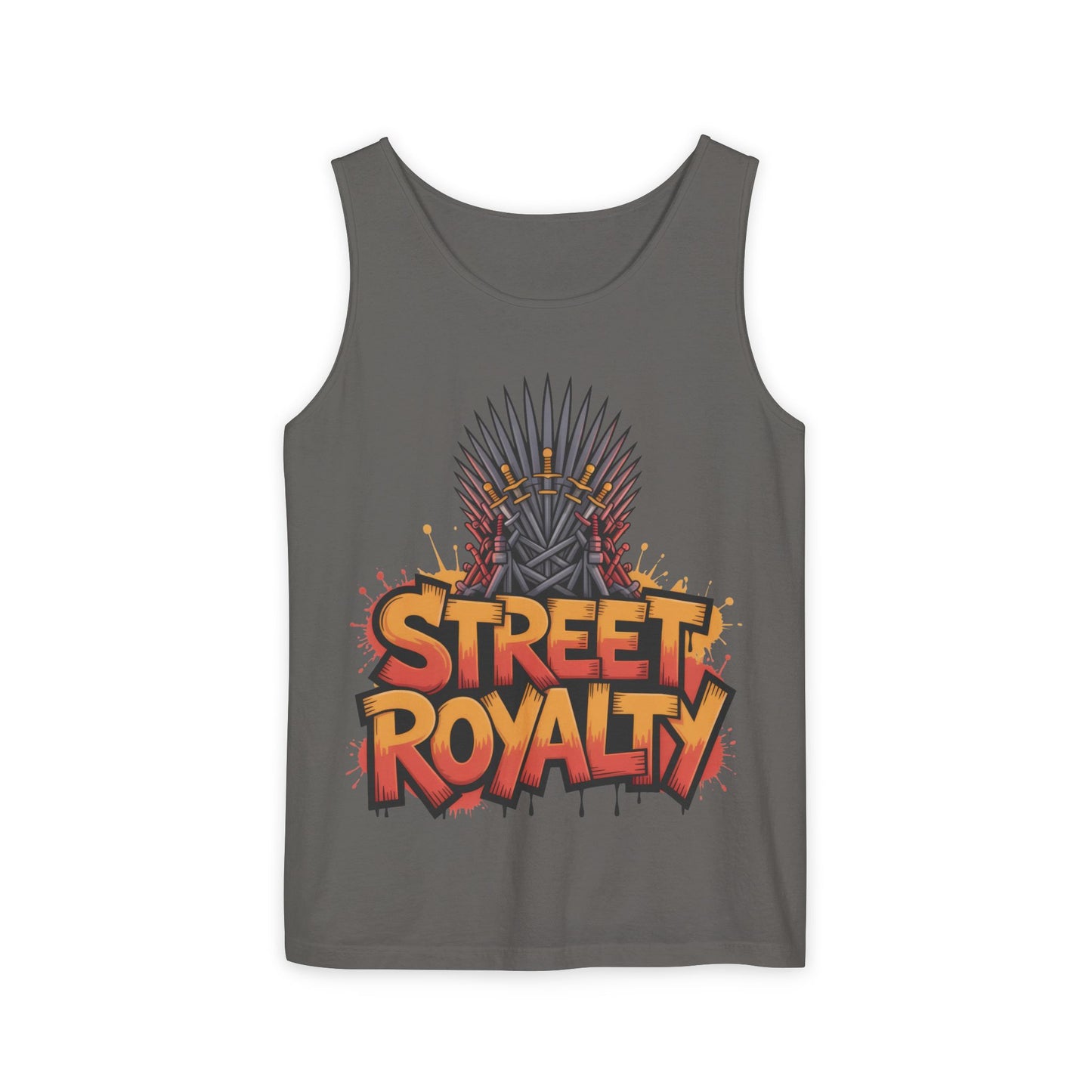 Street Royalty Men's Tank Top, Graffiti Crown Graphic Muscle Shirt, Urban Streetwear Sleeveless Skate Style