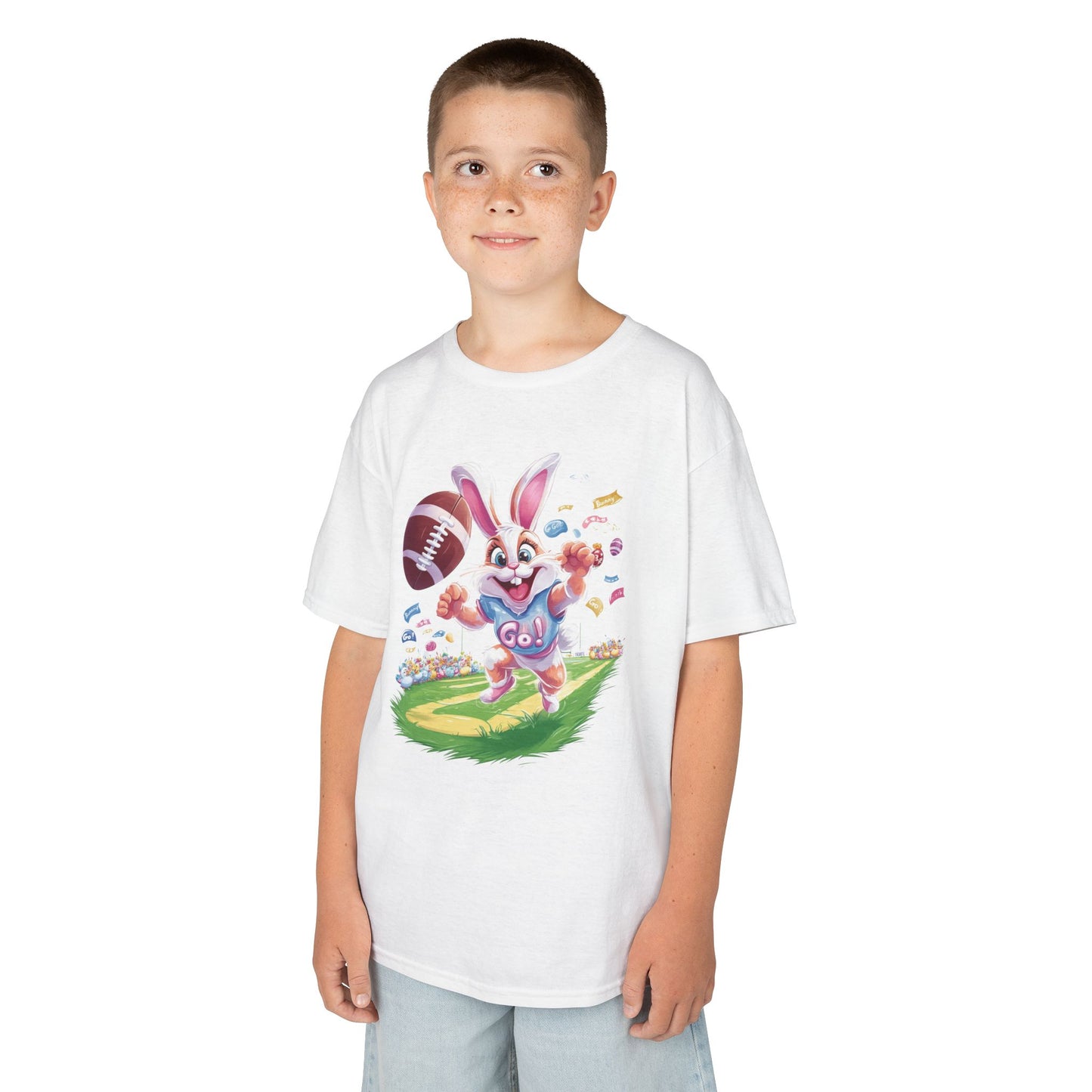 Touchdown Bunny Kids T-Shirt - Cute Easter Football Shirt for Kids, Fun Spring Outfit, Sports Bunny Tee Gift for Little Athletes Easter Gift