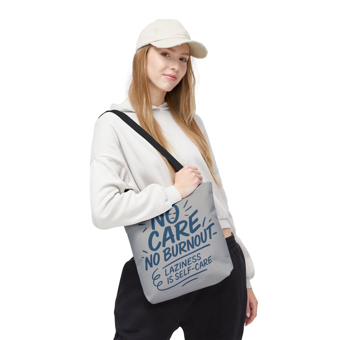 Laziness is Self-Care Funny Quote Bag, Oversized Reusable Canvas Shopping Tote, Sarcastic Self-Care Gift, Weekend Getaway, Everyday Use