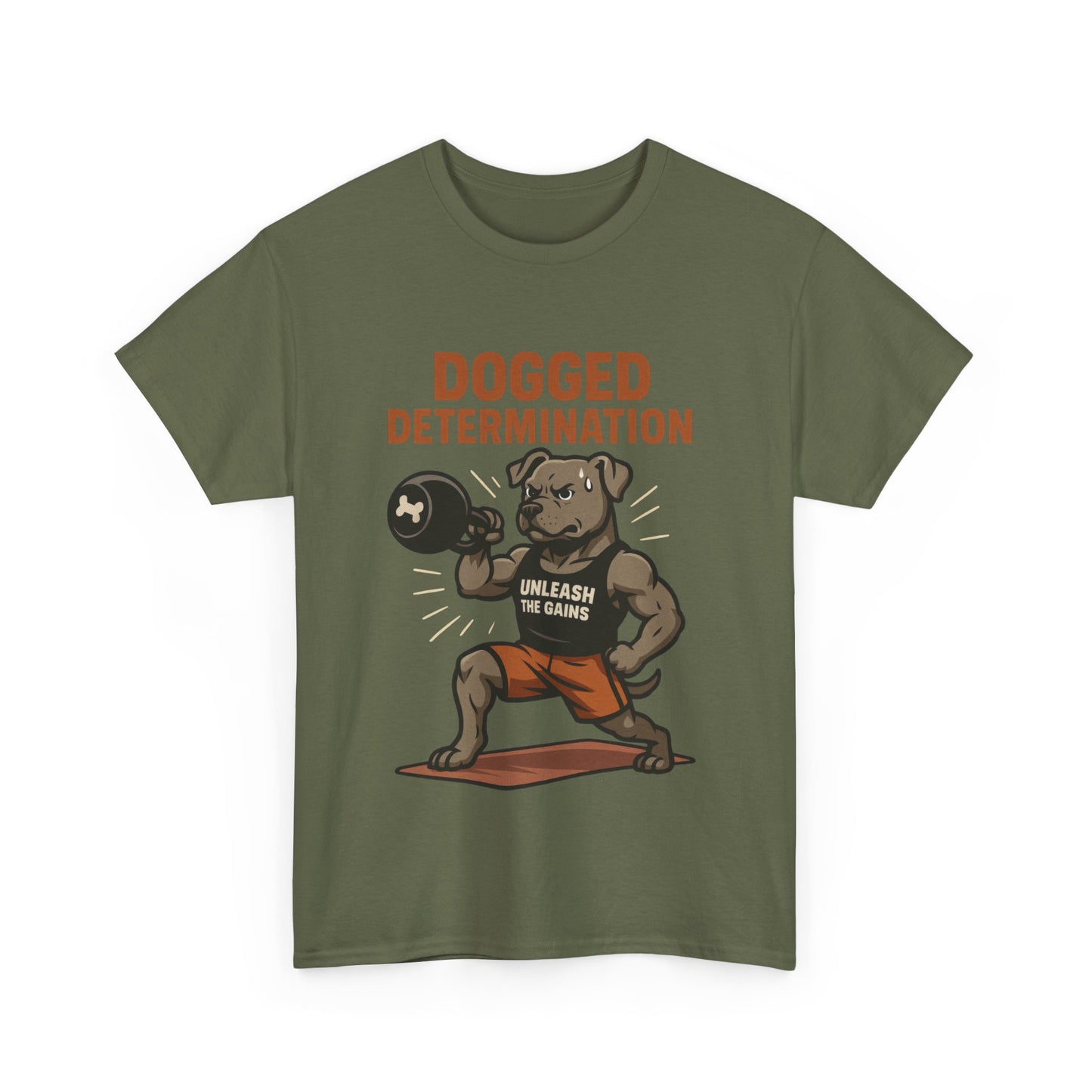 Funny Gym Dog T-Shirt for Men, Workout Bulldog Graphic Tee, Fitness Motivation Shirt, Dog Lover Gift, Dogged Determination Gym Tee