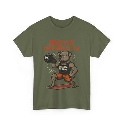 Funny Gym Dog T-Shirt for Men, Workout Bulldog Graphic Tee, Fitness Motivation Shirt, Dog Lover Gift, Dogged Determination Gym Tee