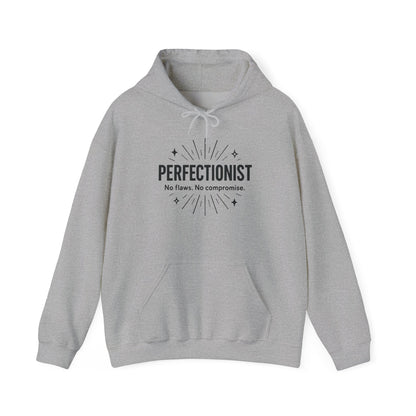 Mens Perfectionist Hoodie, No Flaws No Compromise Sweatshirt, Clean Bold Motivational Pullover, OCD Inspired Gift for Him