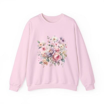 Floral Crewneck Sweatshirt, Cozy Floral Sweatshirt for Spring, Gift for Her, Women's Floral Top, Pastel Floral Sweatshirt