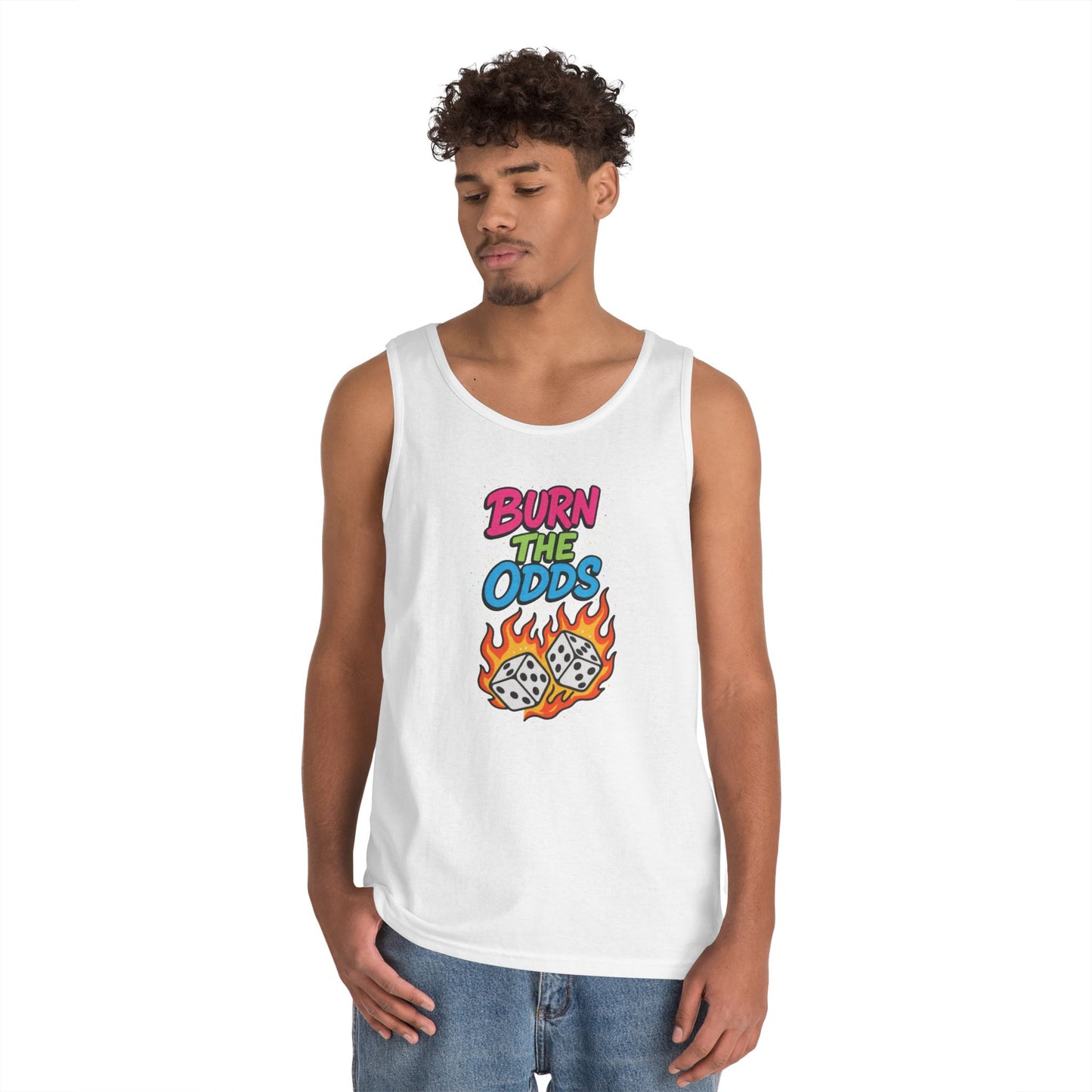 Burn the Odds Tank Top, Casual Summer Wear, Gaming Gift, Dice Design Tee, Gift for Gamers, Funny Tank, Perfect for Parties