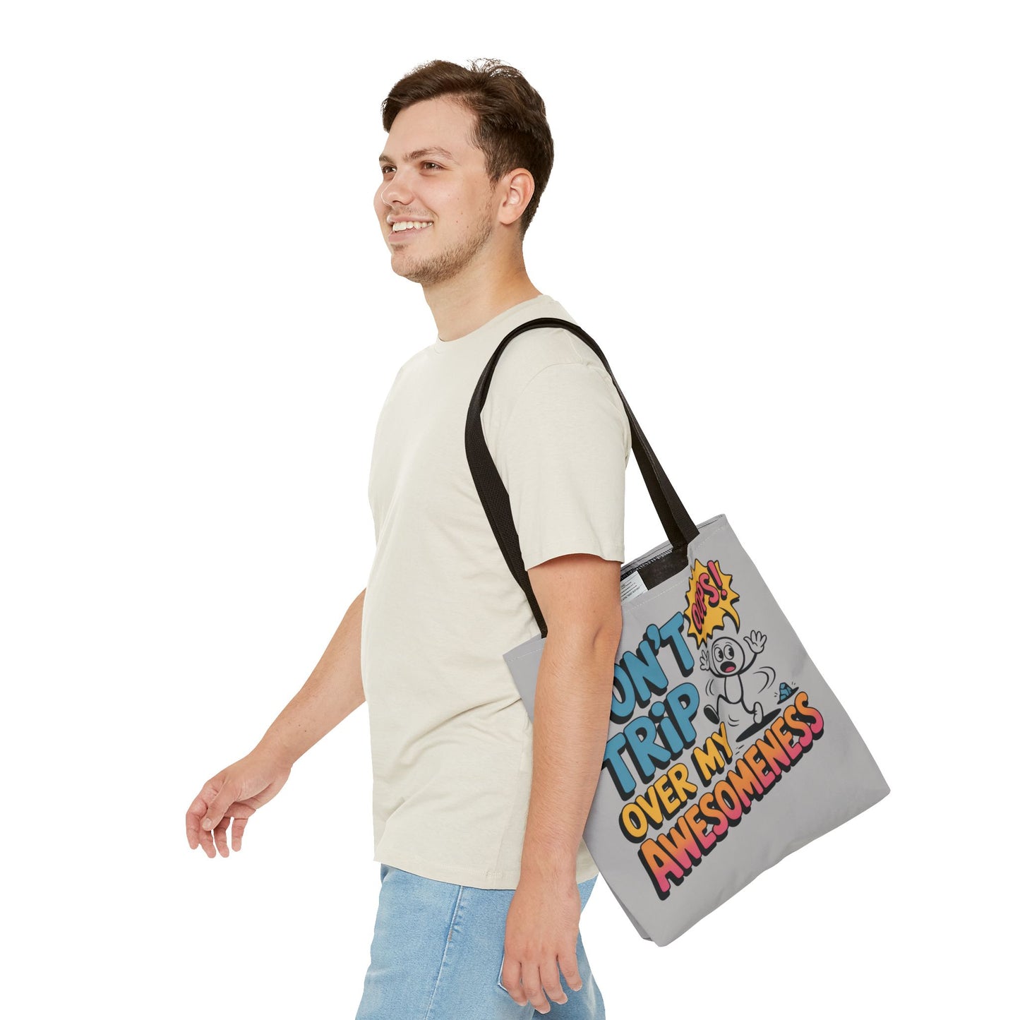 Funny Tote Bag - "Don't Trip Over My Awesomeness" - Perfect for Gifts, Beach Days, Shopping, & More!, , Large Tote Bag, beach weekender bag