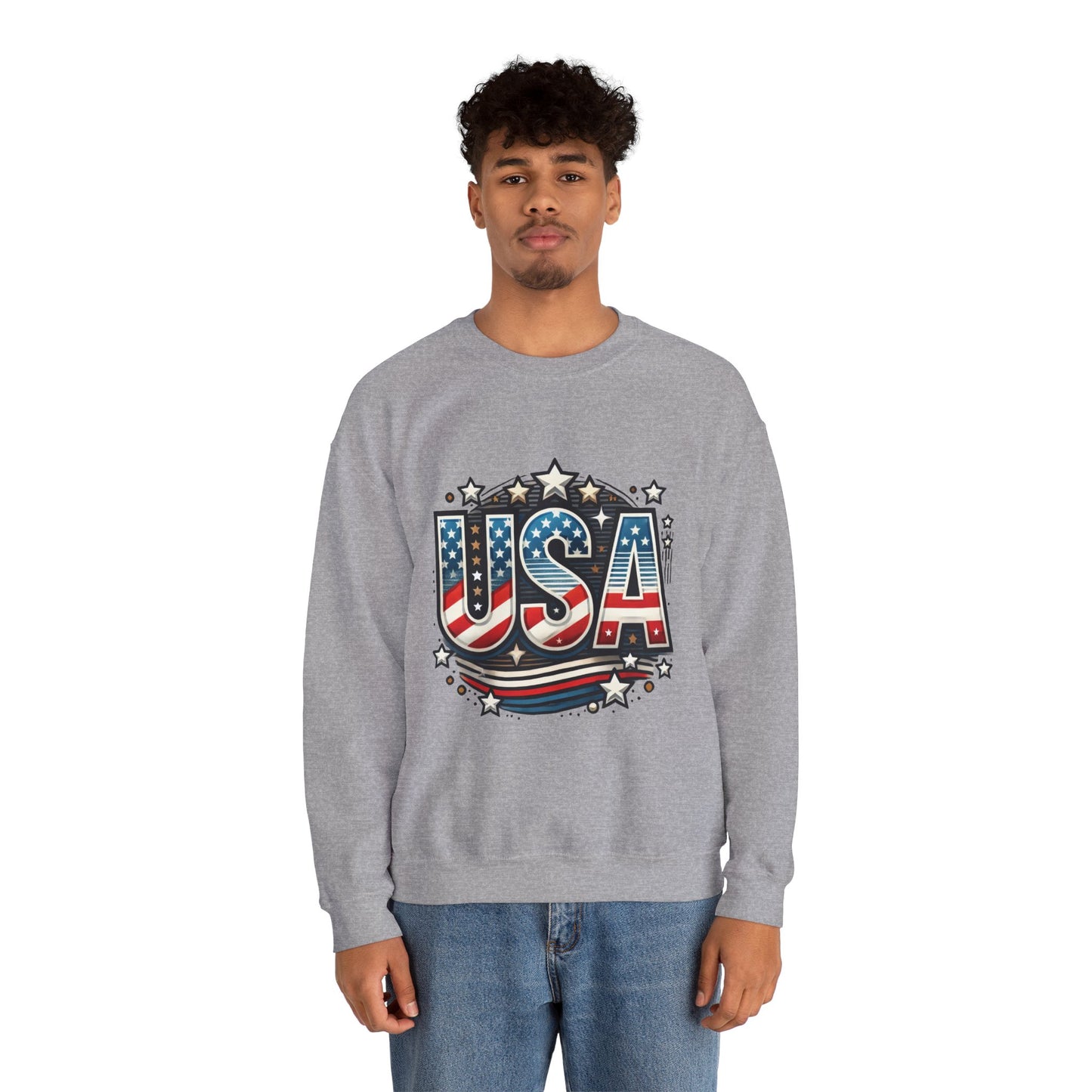 USA Pride Crewneck Sweatshirt, Comfortable Unisex Top, Great for Fourth of July, Independence Day, Everyday Wear, Cozy Gift