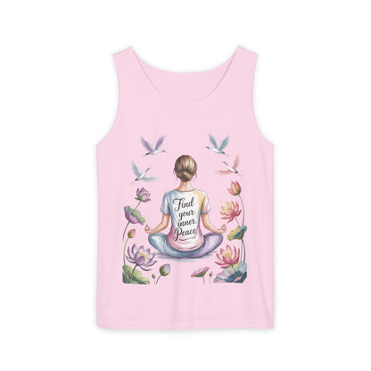 Meditation Floral Womens Tank Top, Find Your Inner Peace, Yoga Apparel, Gift for Mindfulness, Summer Relaxed Wear