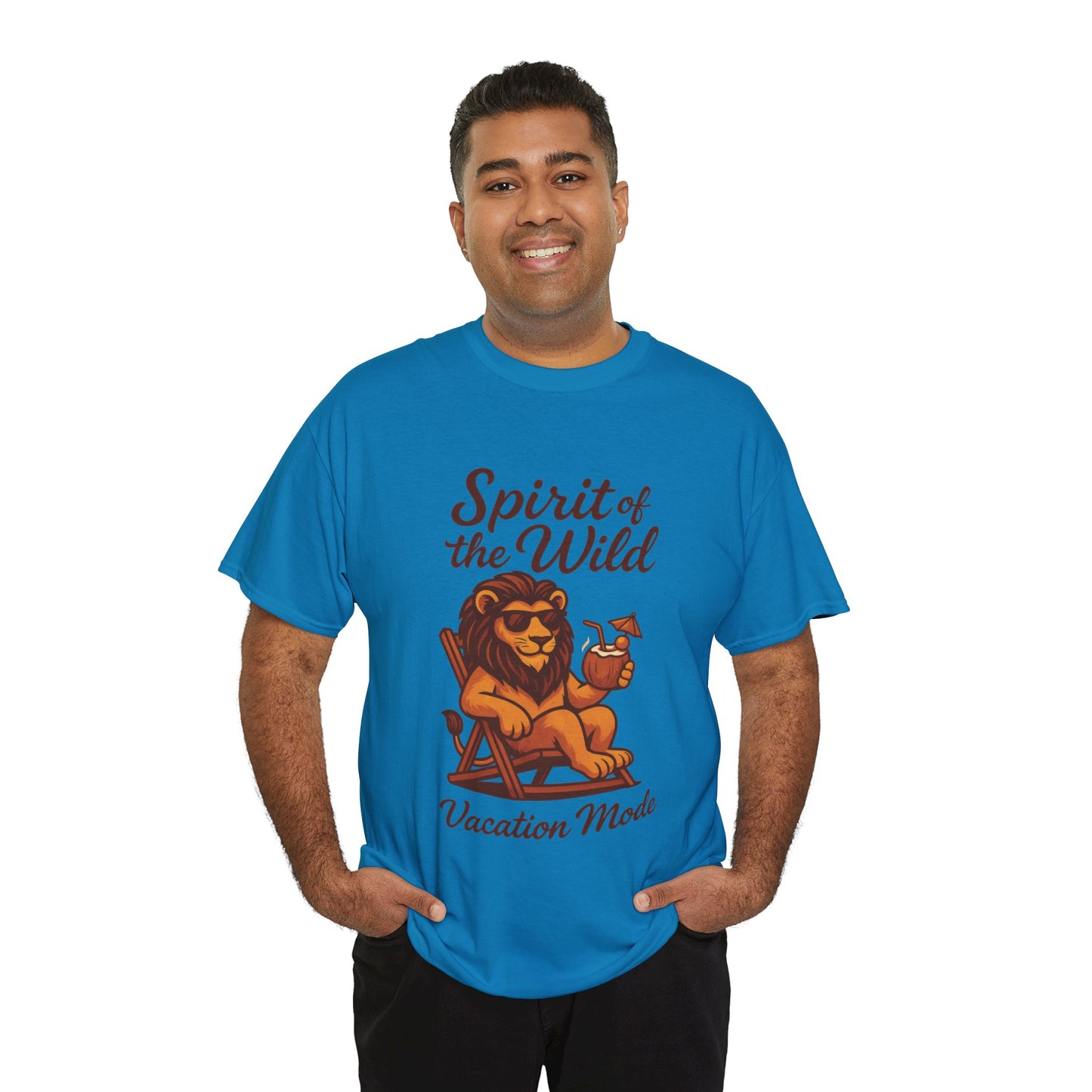 Spirit of the Wild Lion Shirt for Men - Vacation Mode Funny Summer Tee - Relaxed Jungle King Graphic, Vacation Mode, Perfect for Vacations