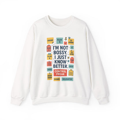 Funny Womens Control Freak Sweatshirt, Bold Sarcastic Quote Pullover, Ideal Gift for Bossy Friends, Funny Womens Sweatshirt