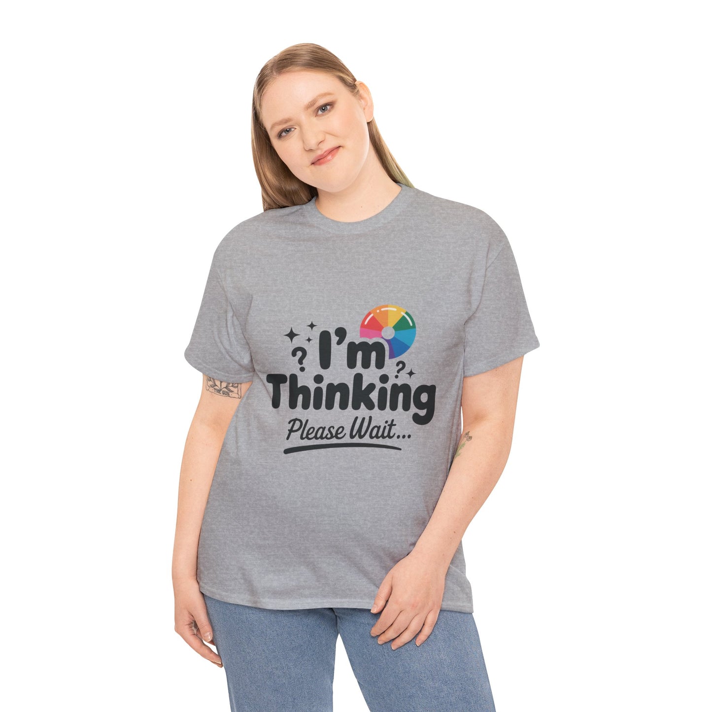 Funny - Im Thinking Please Wait - T-Shirt for Women, Cute Geeky Gift for Introverts, Programmers, Designers, Fun Humor Shirt