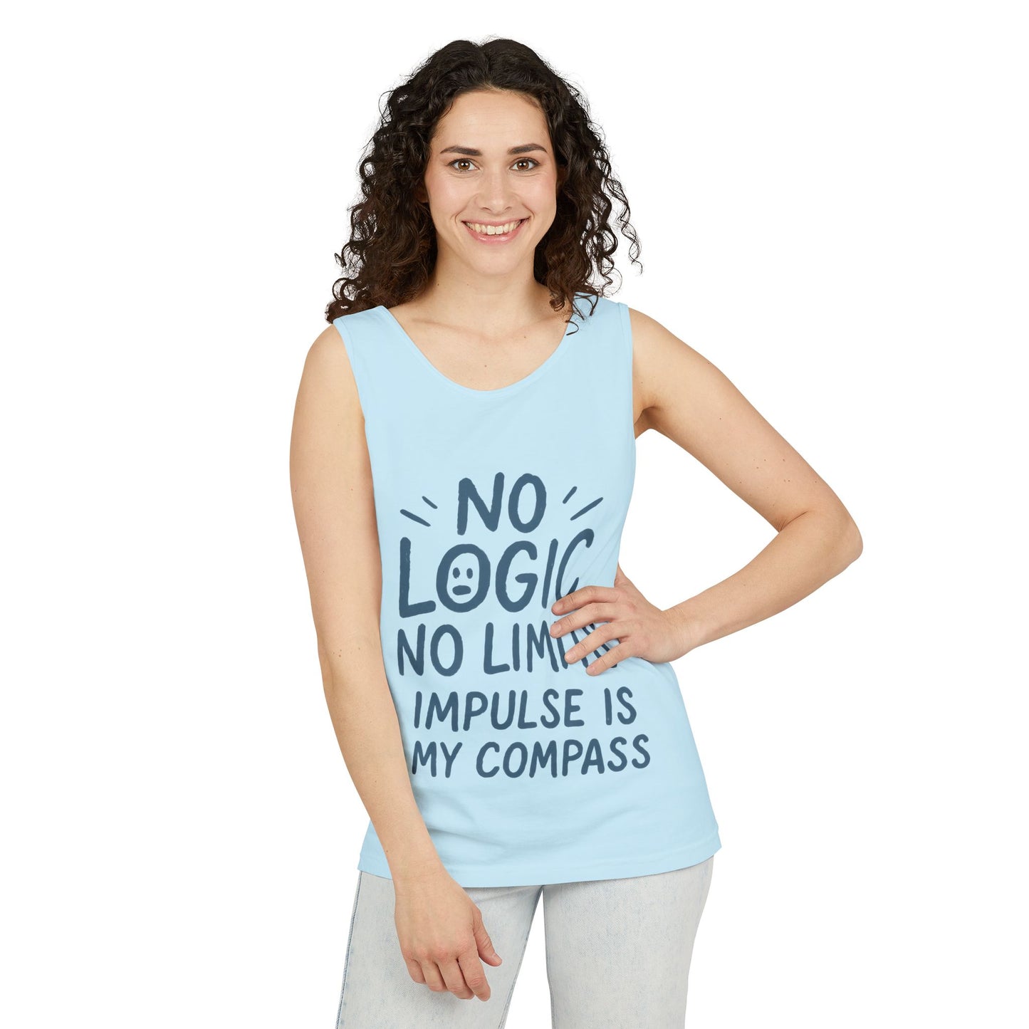 Funny No Logic Womens Tank Top, No Limits Impulse Quote, Carefree Graphic Tee, Gym Apparel for Women, Fitness Gift, Casual Summer Top
