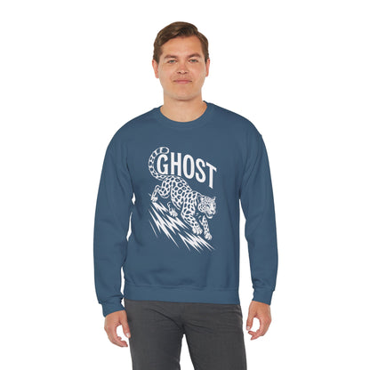 Ghost Leopard Crewneck Sweatshirt, Unisex Fashion, Cozy Casual Wear, Graphic Sweatshirt, Wild Animal Art, Gift for Animal Lovers