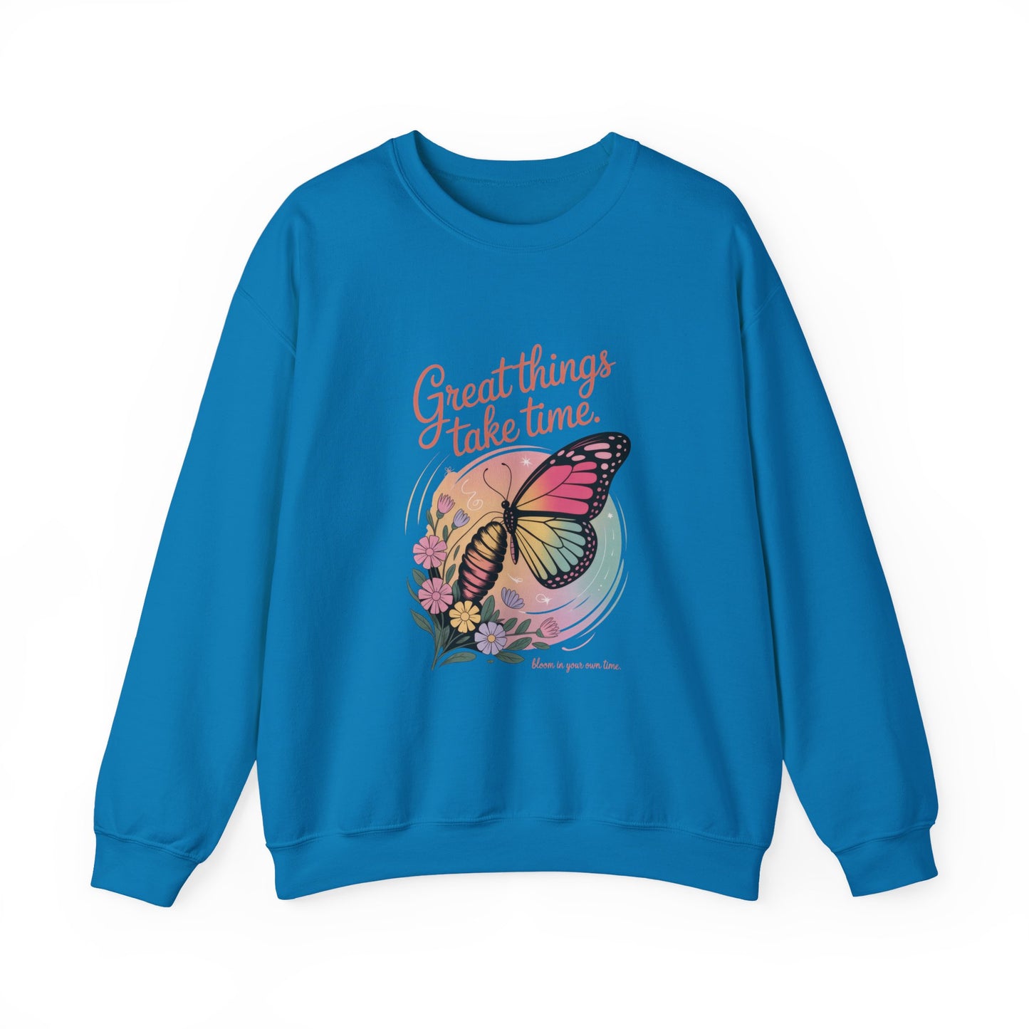 Inspirational Butterfly Sweatshirt - Great Things Take Time, Cozy Unisex Crewneck, Perfect Gift for Nature Lovers, Relaxed Style, [...]
