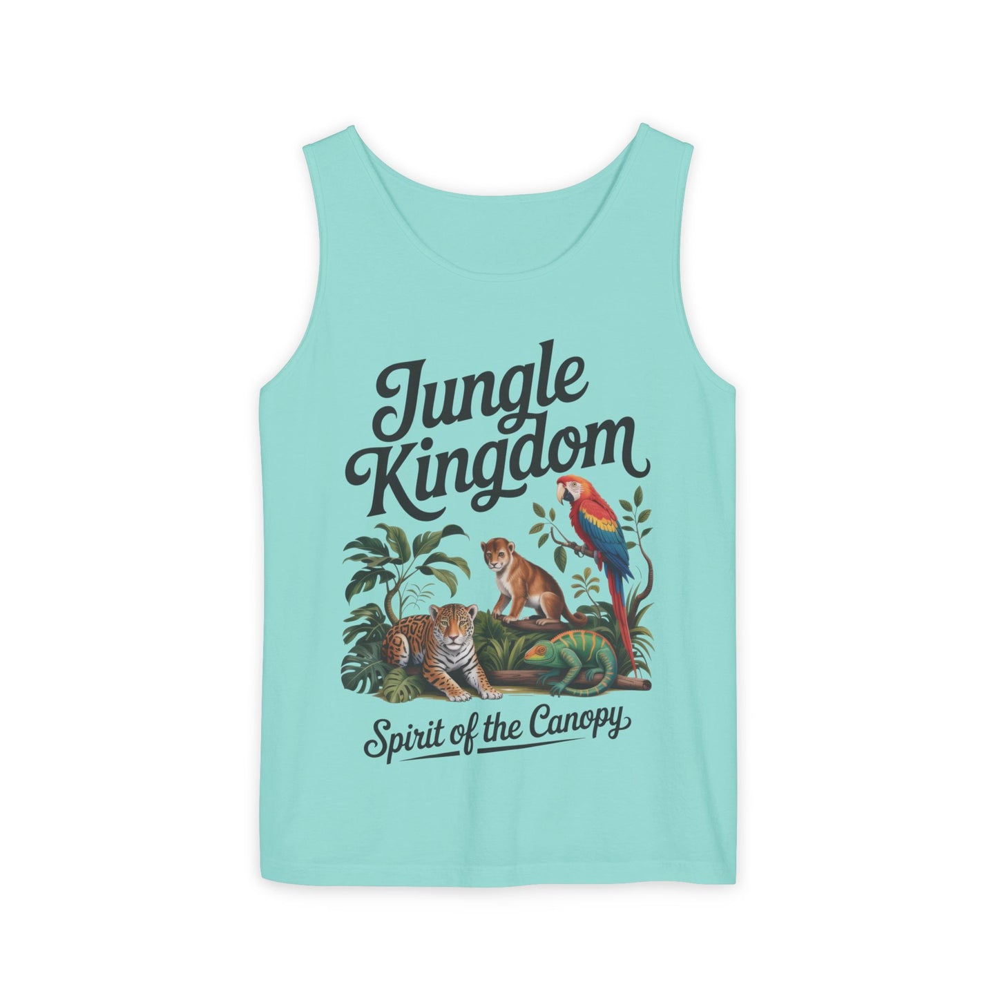 Jungle Kingdom Tank Top, Womens Garment-Dyed Sleeveless Shirt, Spirit of the Canopy Tee, Summer Outfit, Eco-Friendly Casual Wear