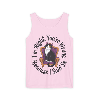 Funny Cat Queen Tank Top, Sassy Cat Graphic Tee for Women, Cat Mom Humor Tee Gift, Funny Graphic T-Shirt, I'm Right, You're Wrong Tee