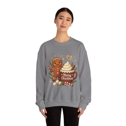 Women's Gingerbread - Hot Cocoa Christmas Sweatshirt,  Cozy Holiday Pullover, Women's Heavy Blend™ Crewneck Sweatshirt