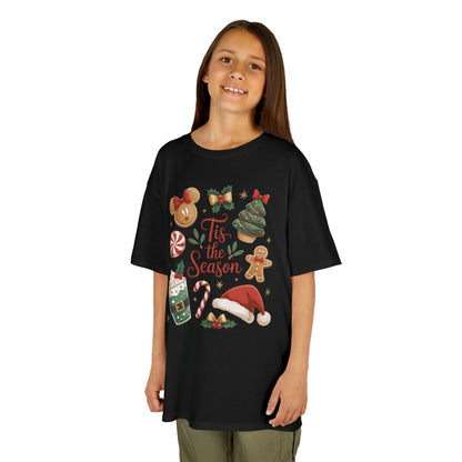Tis the Season Christmas Shirt for Girls, Cute Holiday Cookie Tee, Kids Heavy Cotton™ Tee