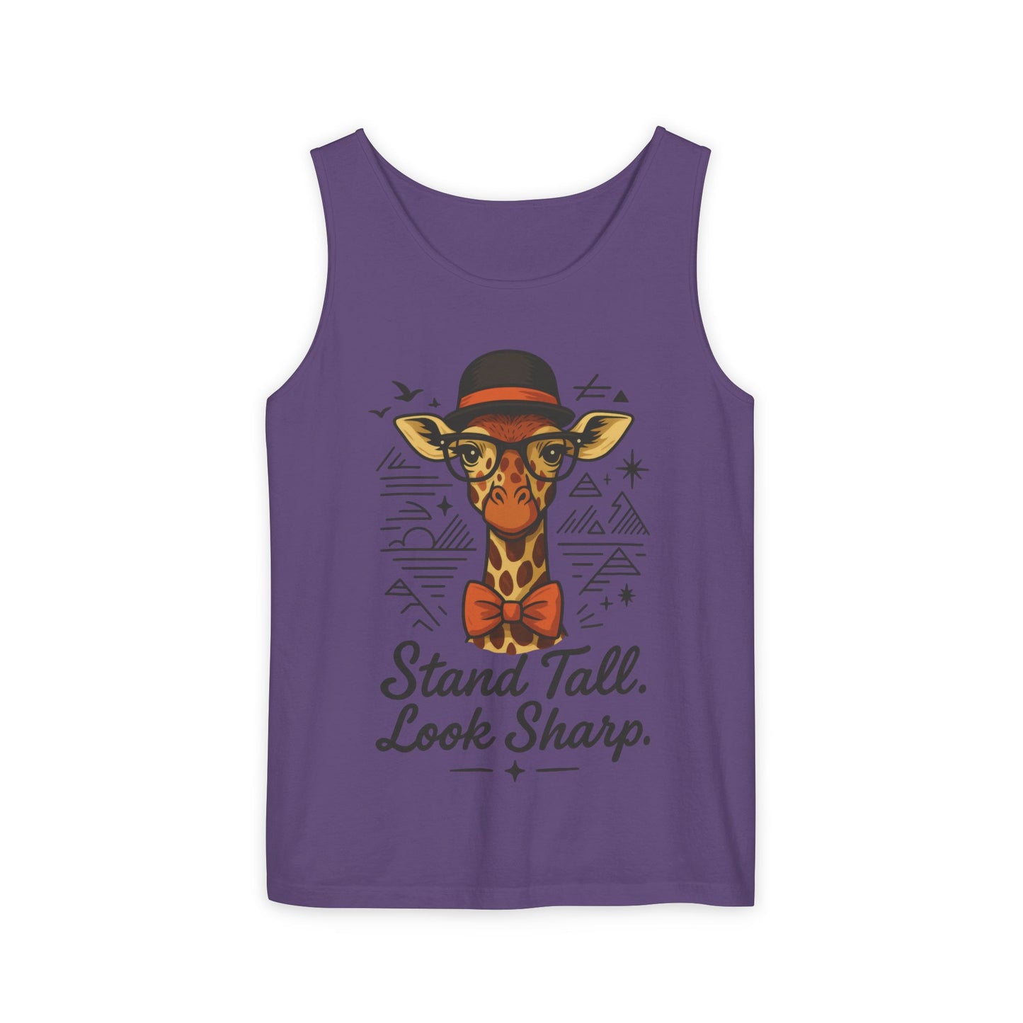 Giraffe Inspirational Tank Top, Stand Tall Look Sharp Shirt, Unisex Summer Apparel, Cute Animal Gift, Zoo Lover's Fashion