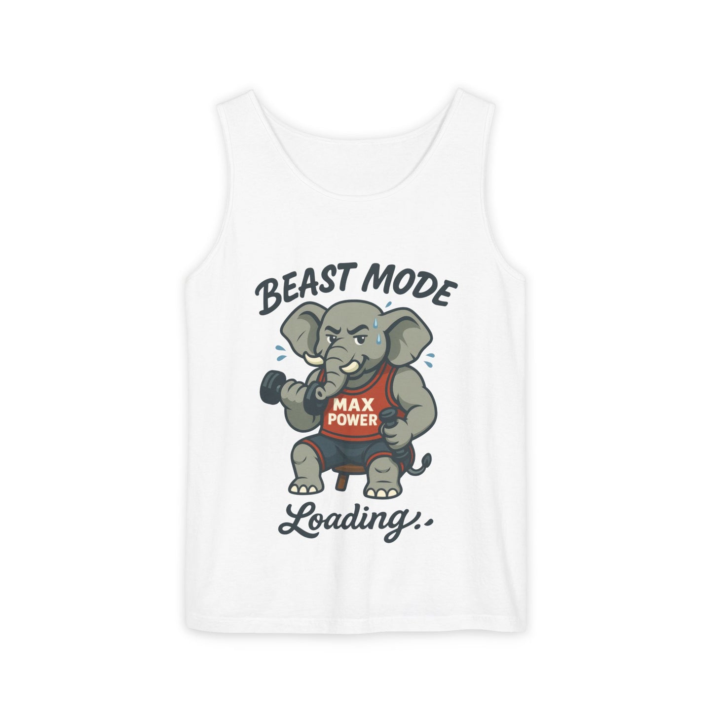 Beast Mode Elephant Gym Tank Top, Funny Workout Muscle Tank, Max Power Fitness Tank, Beast Mode Loading Mens Gym Top, Fitness Apparel