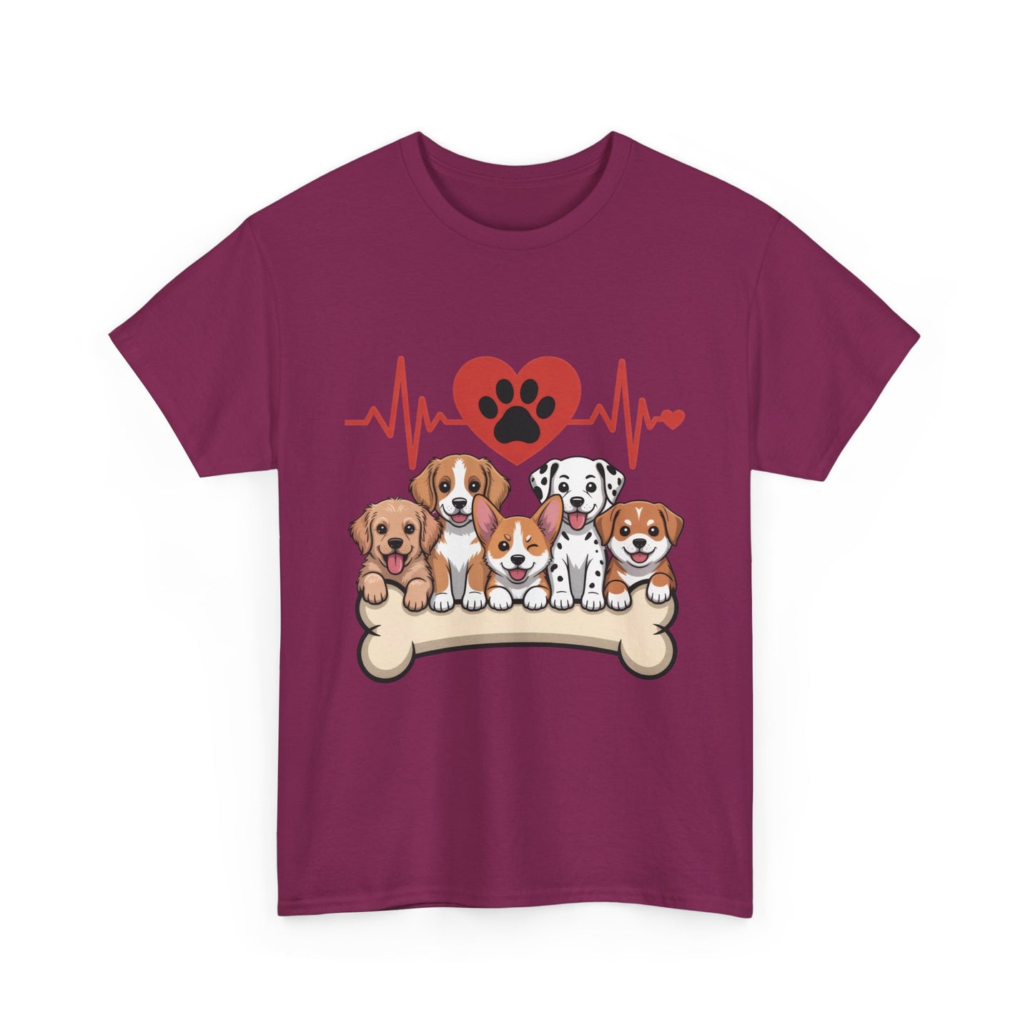 Cute Puppy Heartbeat Women's T-Shirt, Dog Lover Gift, Paw Print Heart Graphic Tee