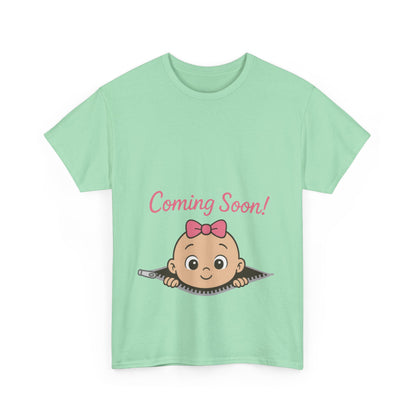 Coming Soon Maternity T-Shirt, Cute Baby Girl Pregnancy Announcement Shirt, Expecting Mom Gift, Gender Reveal Tee, Baby Shower Gift