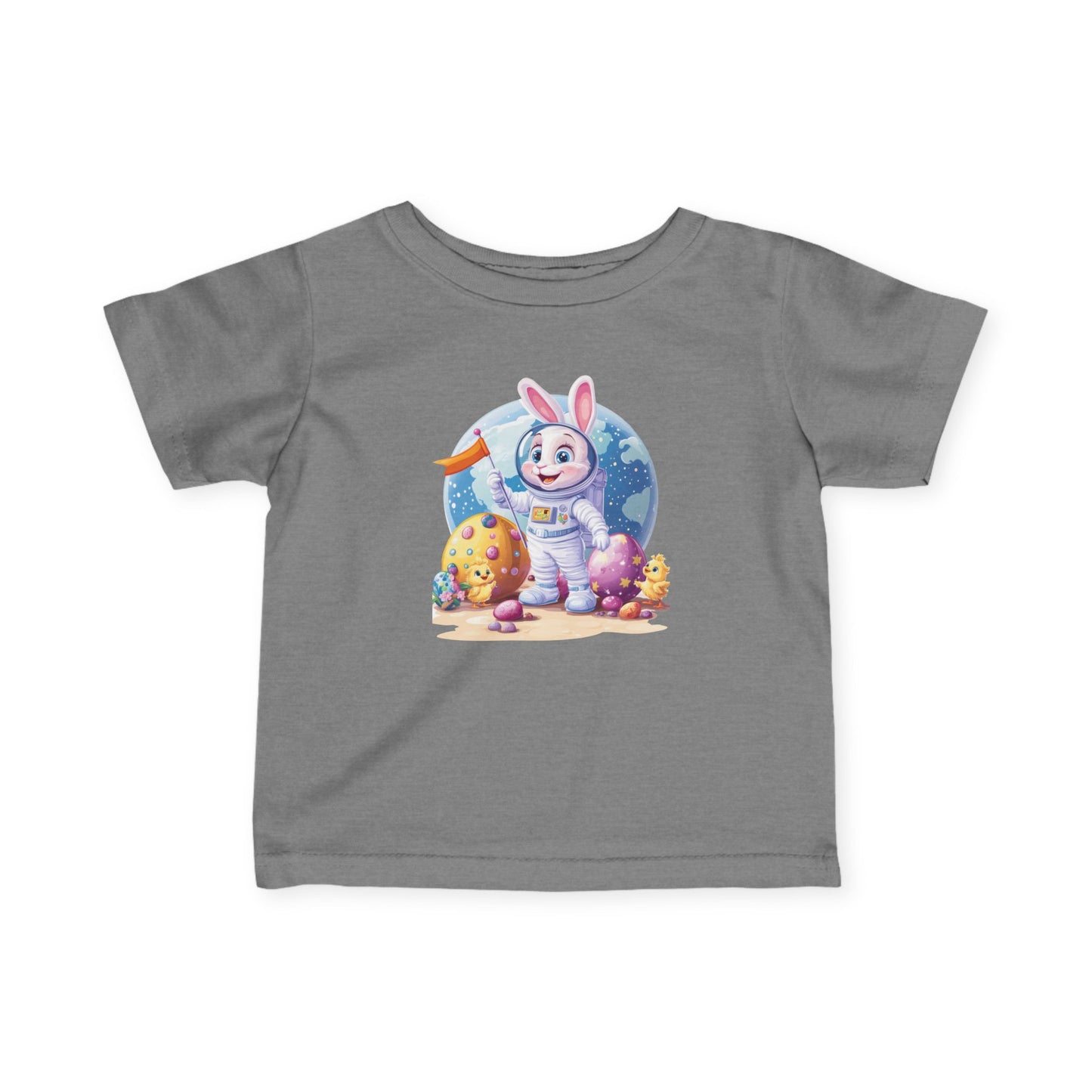 Astronaut Bunny Easter Tee, Space Rabbit Shirt for Babies, 6 to 24 Months, Outer Space Baby Easter Gift Tee, Toddler T-Shirt, Kids Bunny Top