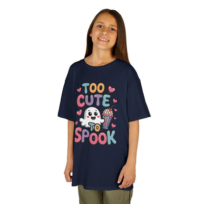 Kids Too Cute To Spook T-Shirt, Cute Ghost Milkshake Shirt, Kawaii Halloween Tee for Boys & Girls