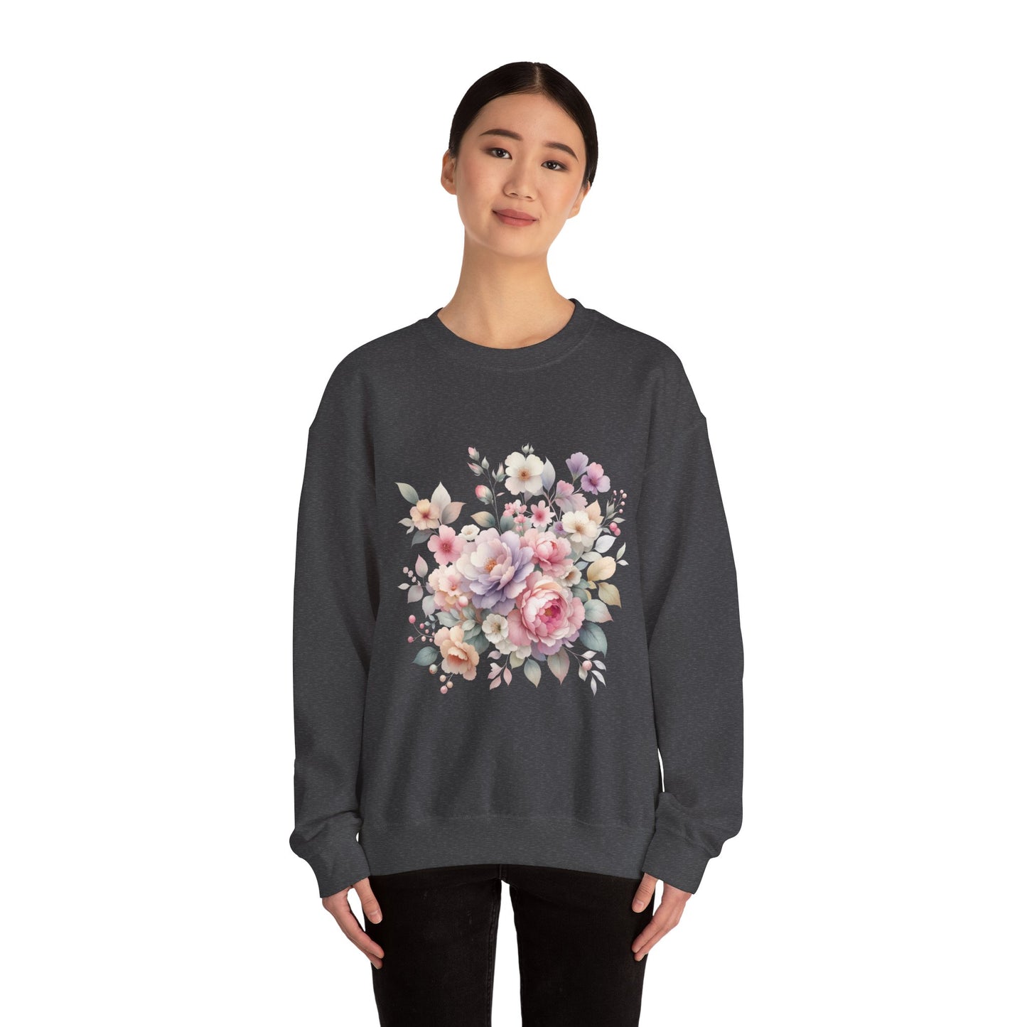 Floral Crewneck Sweatshirt, Cozy Floral Sweatshirt for Spring, Gift for Her, Women's Floral Top, Pastel Floral Sweatshirt