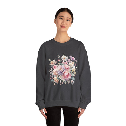 Floral Crewneck Sweatshirt, Cozy Floral Sweatshirt for Spring, Gift for Her, Women's Floral Top, Pastel Floral Sweatshirt