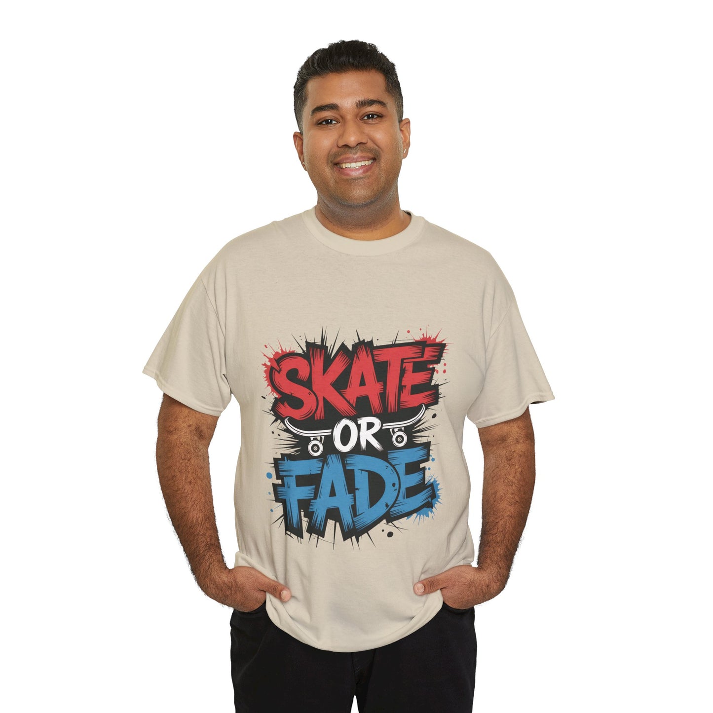 Skate Or Fade Men's T-Shirt, Graffiti Skateboarding Graphic Tee, Urban Streetwear Skater Top