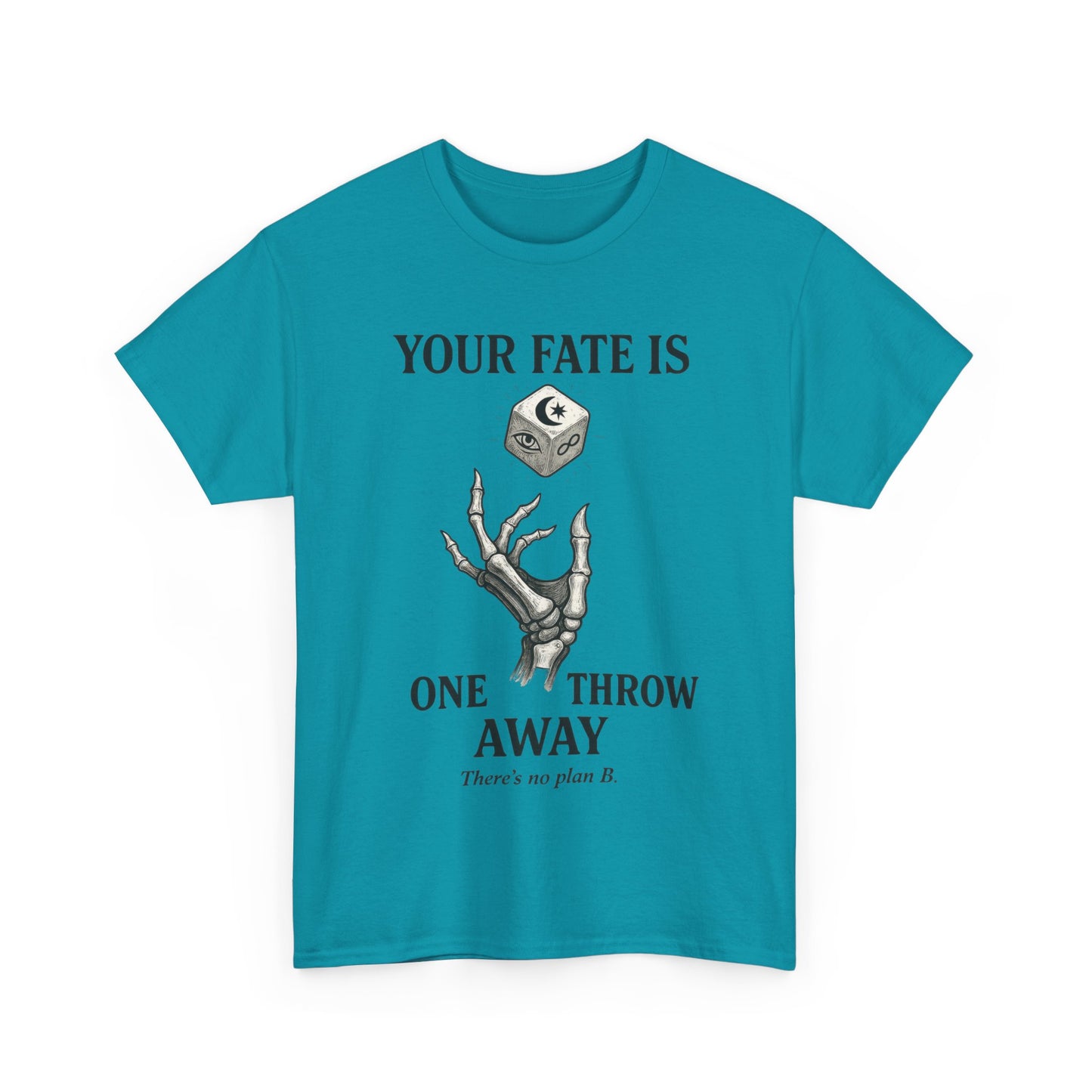 Your Fate Mens Heavy Cotton Tee, Skeleton Dice Graphic T-Shirt, Trendy Gift for Gamers, Gambling Tee, Unique Quote Apparel
