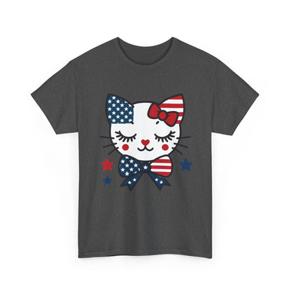 Patriotic Cat Women's Tee, Cute Cat Shirt, Women's T-Shirt, July 4th Outfit, Independence Day Gift, Animal Lover Apparel