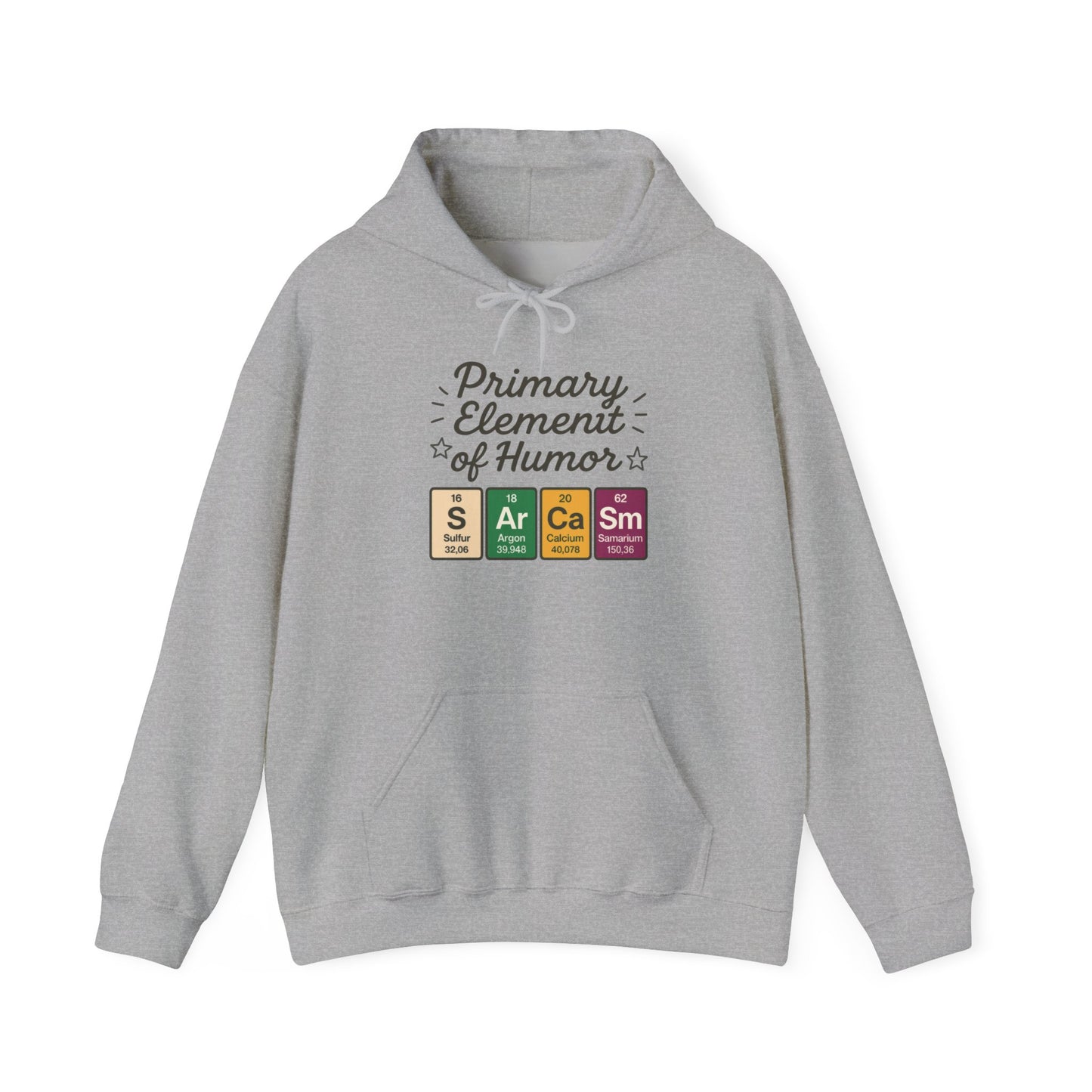 Sarcasm Hoodie for Men, Funny Nerd Hoodie, Primary Element of Humor Sweatshirt, Science Lover Gift for Him, Sarcastic Humor Apparel