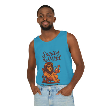 Spirit of the Wild Lion Tank Top - Vacation Mode Funny Summer Sleeveless Shirt for Men, Summer Wear, Graphic Tees, Beach Outfit