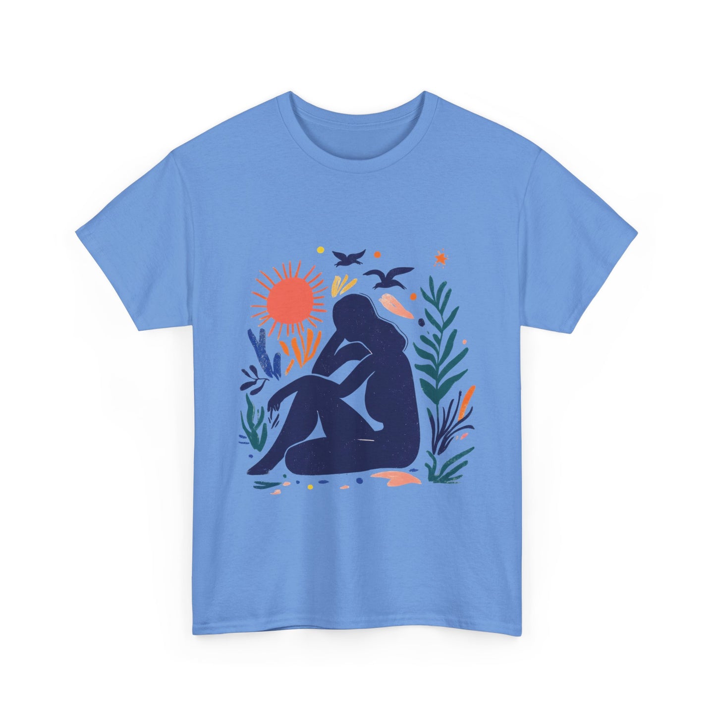 Boho Chic Unisex T-Shirt, Minimal Abstract Woman T-Shirt, Tee for Nature Lovers, Sun and Nature Print, Artistic Silhouette Tee