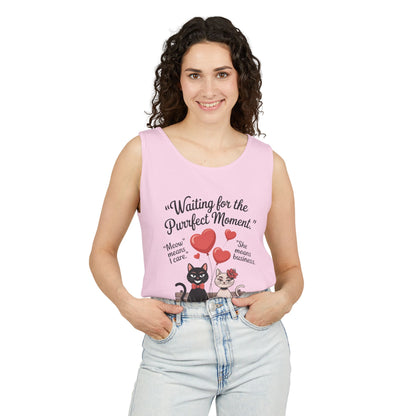 Cute Cat Lovers Tank, Womens Heavy Cotton Tank Top for Pet Owners, Funny Cat Tee, Gift for Cat Lovers, Casual T-Shirt, Animal Art Tee