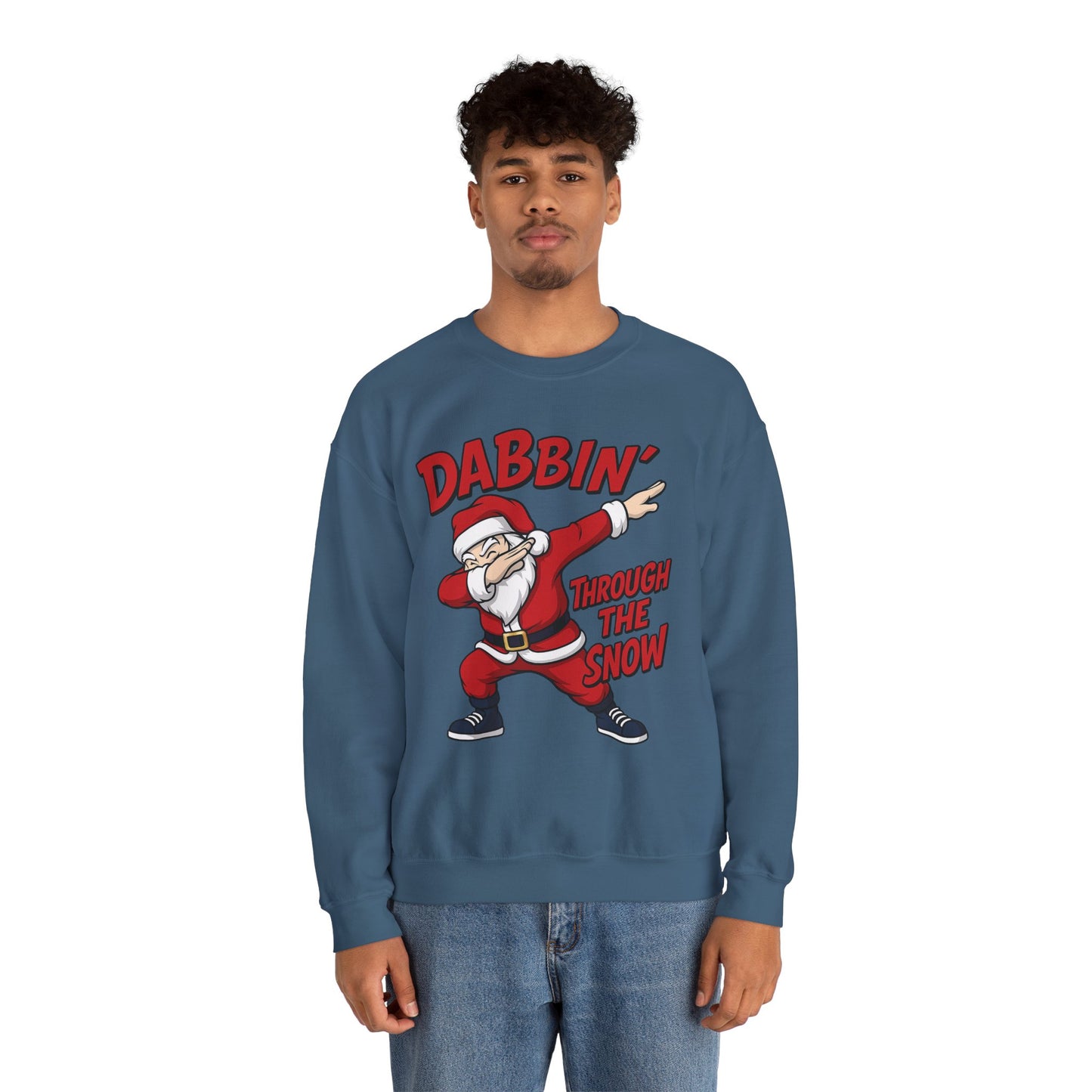 Dabbin Through The Snow Santa Men's Christmas Sweatshirt, Funny Holiday Jumper
