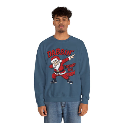 Dabbin Through The Snow Santa Men's Christmas Sweatshirt, Funny Holiday Jumper