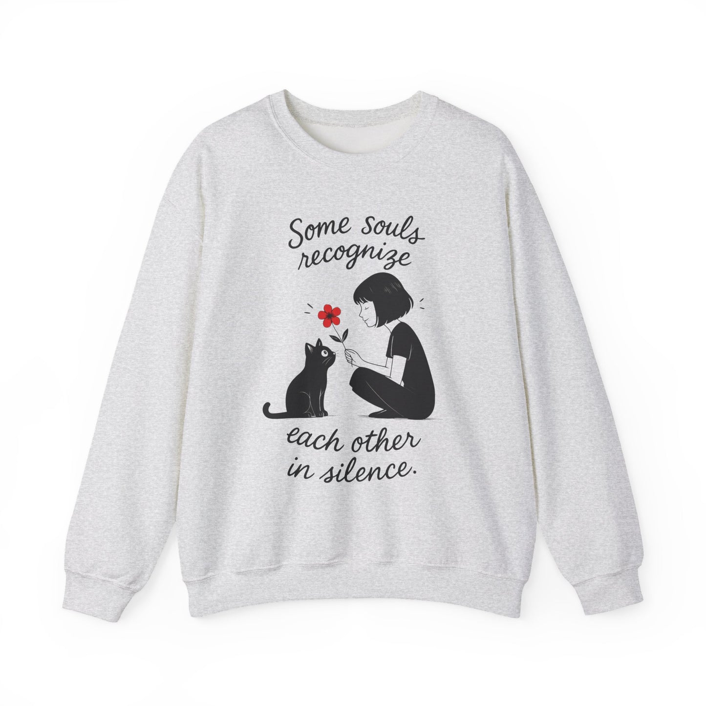 Soulful Cat and Human Crewneck Sweatshirt, Cozy Gift for Cat Lovers, Womens Sweatshirt, Animal Lover Apparel, Thoughtful Gift Idea