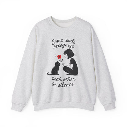 Soulful Cat and Human Crewneck Sweatshirt, Cozy Gift for Cat Lovers, Womens Sweatshirt, Animal Lover Apparel, Thoughtful Gift Idea